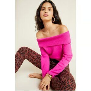 Anthropologie Pink Shelby Off The Shoulder Sweater